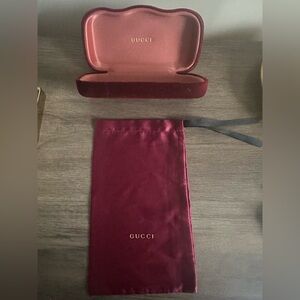 Gucci Burgundy Velvet Glasses Case and Pouch